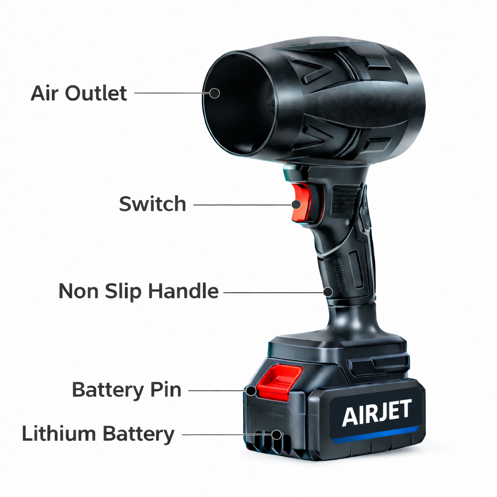 AIRJET™ 200000 RPM Rechargeable Cordless Jet Gun For Cleaning Cars, Homes & Outdoor Space