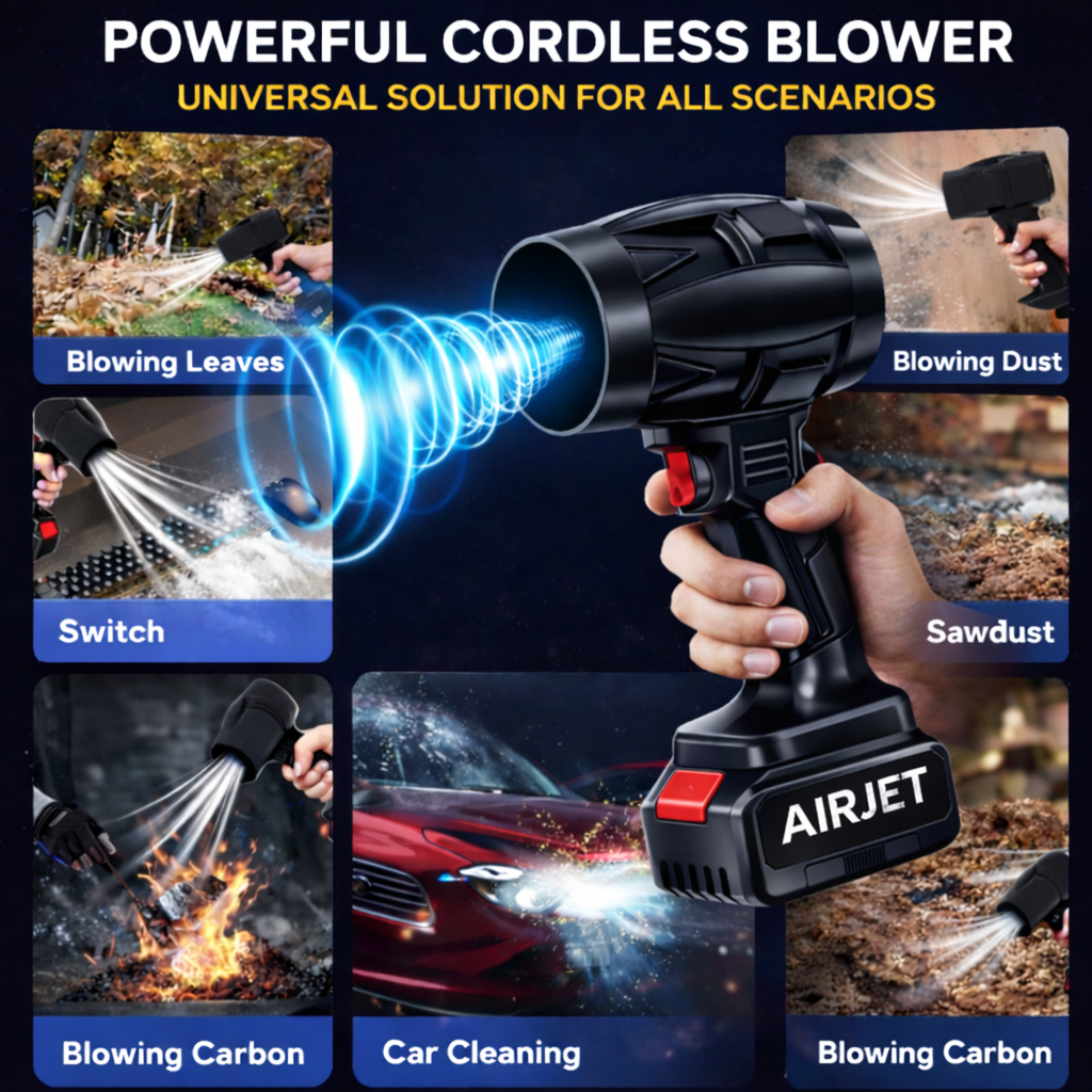 AIRJET™ 200000 RPM Rechargeable Cordless Jet Gun For Cleaning Cars, Homes & Outdoor Space