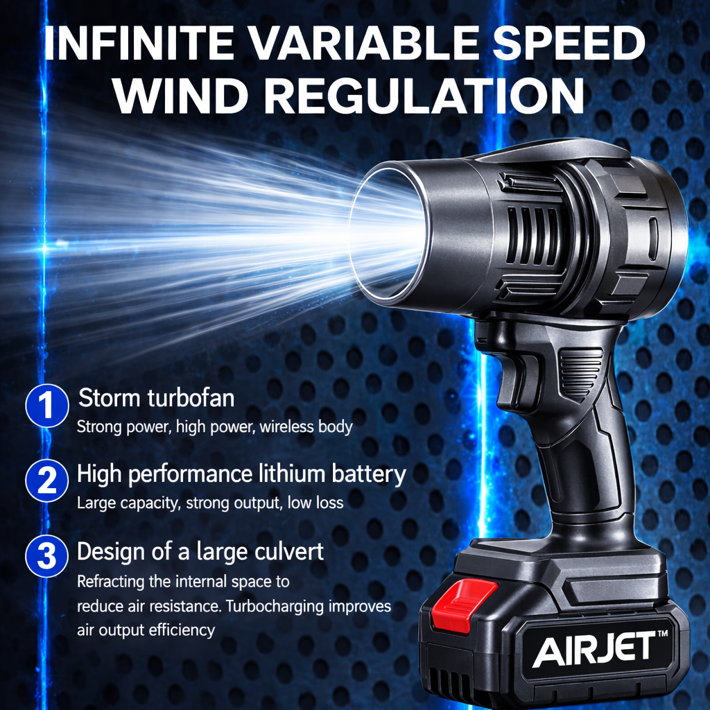 AIRJET™ 200000 RPM Rechargeable Cordless Jet Gun For Cleaning Cars, Homes & Outdoor Space